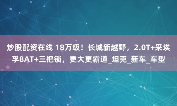 炒股配资在线 18万级！长城新越野，2.0T+采埃孚8AT+三把锁，更大更霸道_坦克_新车_车型